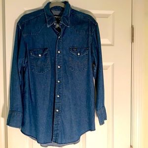 Wrangler snap Front Denim Chambray Shirt vintage